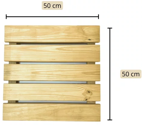 Deck modular de madeira Pinus tratado 50x50 centímetros