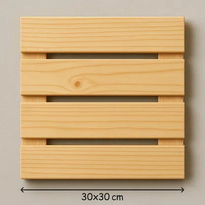 KIT 4 peças deck modular de madeira Pinus tratado 30x30 centímetros para área externa (Cobre 0,36 m²)