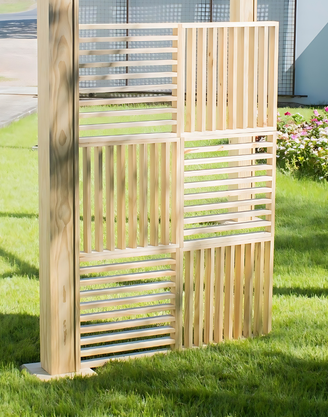 KIT 6 peças de Módulo cobogó (elemento vazado) ripado de Pinus tratado 50x50 centímetros (Cobre 1,5 m²)