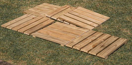 KIT 6 peças deck modular de madeira Pinus tratado 50x50 centímetros para área externa (Cobre 1,5 m²)