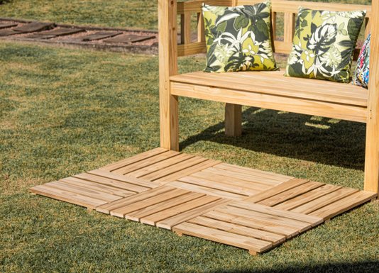 KIT 6 peças deck modular de madeira Pinus tratado 50x50 centímetros para área externa (Cobre 1,5 m²)