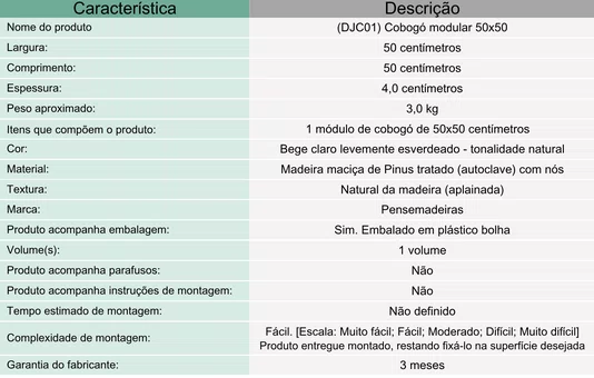 Módulo cobogó (elemento vazado) ripado de Pinus tratado 50x50 centímetros