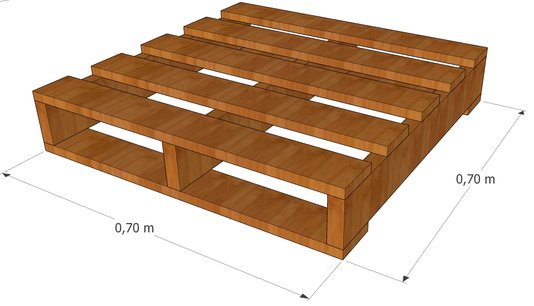 Palete para montagem de mobiliário ou jardim de madeira Pinus tratado 70x70 centímetros