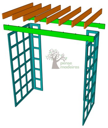 Pergolado monta desmonta de madeira Pinus tratado 2,20x1,35 metros - Modelo Carménère