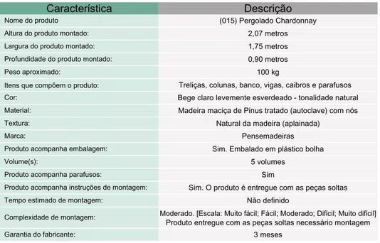 Pergolado com banco para jardim de madeira Pinus tratado 1,75x0,90 metros - Modelo Chardonnay