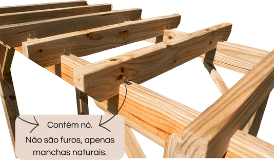 Pergolado para jardim de madeira Pinus tratado 1,75x0,90 metros - Modelo Moscato
