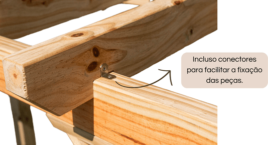 Pergolado para jardim de madeira Pinus tratado 1,75x0,90 metros - Modelo Moscato