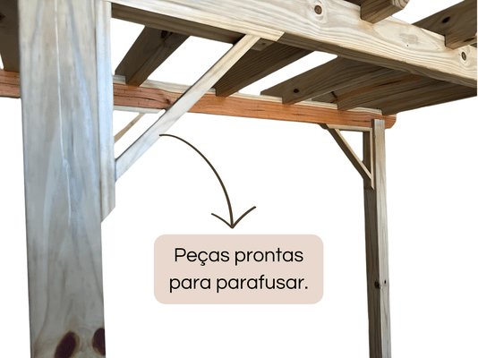Pergolado para jardim de madeira Pinus tratado 1,75x0,90 metros - Modelo Moscato