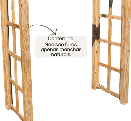 Pergolado para jardim com treliça lateral de madeira Pinus tratado 1,75x0,90 metros - Modelo Pinot Noir