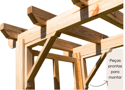 Pergolado para jardim com treliça lateral de madeira Pinus tratado 1,75x0,90 metros - Modelo Pinot Noir