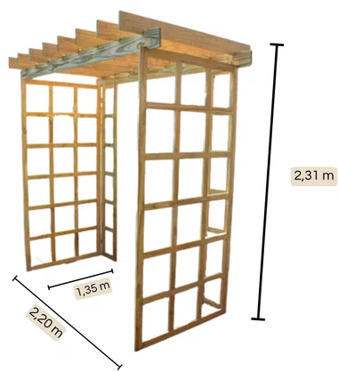 Pergolado monta desmonta de madeira Pinus tratado 2,20x1,35 metros - Modelo Carménère