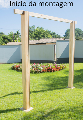 Pergolado para jardim de madeira Pinus tratado 2,90x2,90 metros - Modelo Cabernet Sauvignon