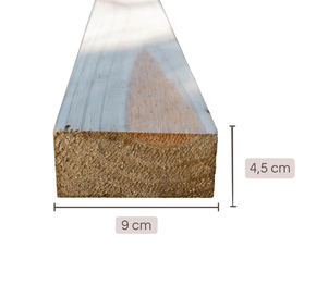Caibro aplainado para pergolado (serve também para telhado ou móveis) de madeira de Pinus tratado 4,5x9x150 centímetros