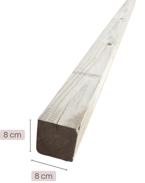 Coluna aplainada para pergolado (serve também para estruturas de madeira ou móveis) de Pinus tratado 8x8x290 centímetros