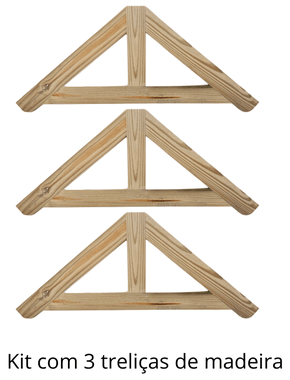 KIT 3 peças de Treliça para cobertura ou pequenos telhados de madeira Pinus tratado 1,0x0,50 metros
