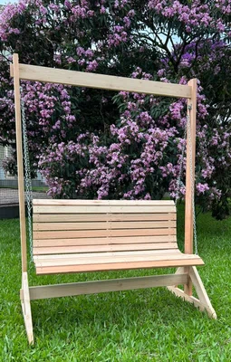 Pergolado com banco para jardim de madeira Eucalipto natural 1,80x0,90 metros - Modelo Tannat