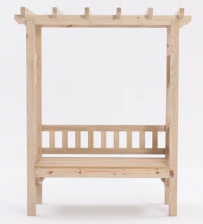 Pergolado com banco para jardim de madeira Pinus tratado 1,75x0,90 metros - Modelo Chardonnay