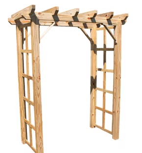 Pergolado para jardim com treliça lateral de madeira Pinus tratado 1,75x0,90 metros - Modelo Pinot Noir